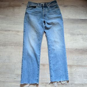 Madewell The Longline Straight Jean 27 Light Wash Raw Hem Cotton